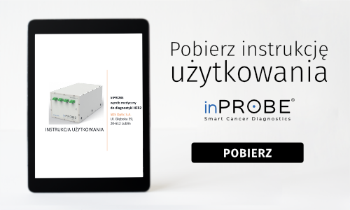 Baner z przyciskiem do pobrania instrukcji użytkowania inPROBE dla lekarzy